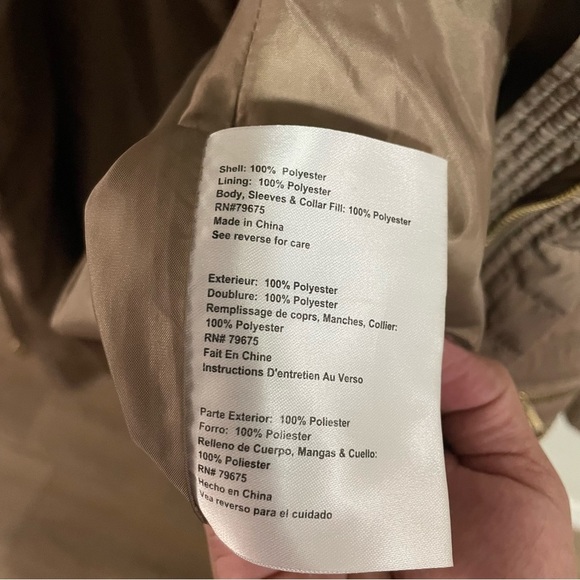 Michael Michael Kors Quilted Hooded weather-proof Gold Accent Coat jacket Size M - Picture 9 of 10